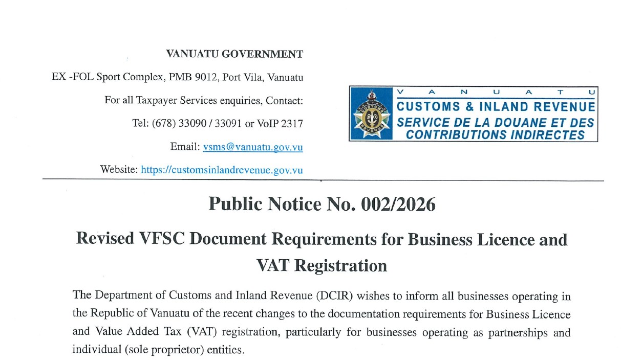 PUBLIC NOTICE NO. 002/2026